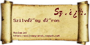 Szilvásy Áron névjegykártya